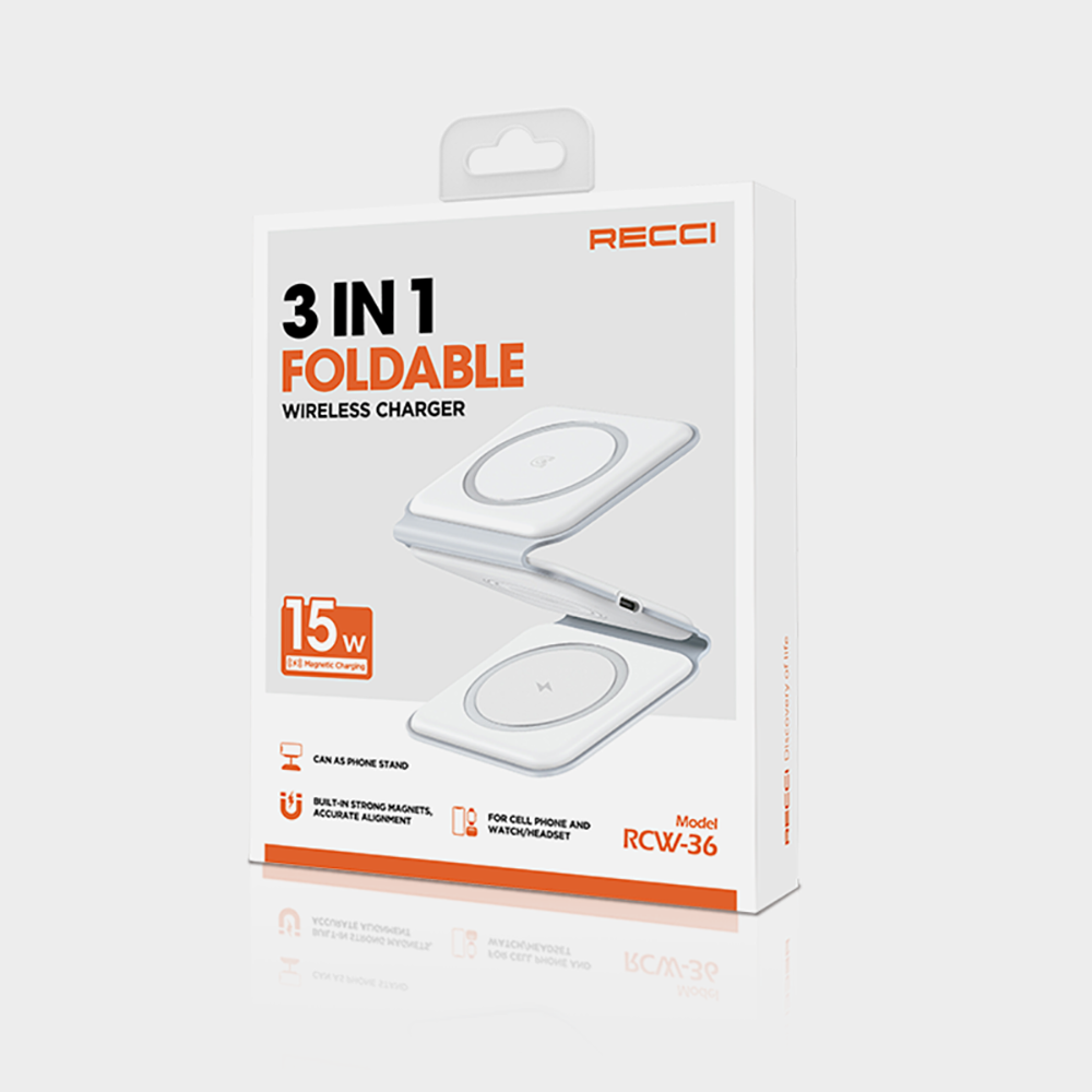 Recci RCW-36 3in1 Katlanabilir Magnetik Kablosuz Şarj Standı - 5 Recci RCW-36 3in1 Katlanabilir Magnetik Kablosuz Şarj Standı - 5